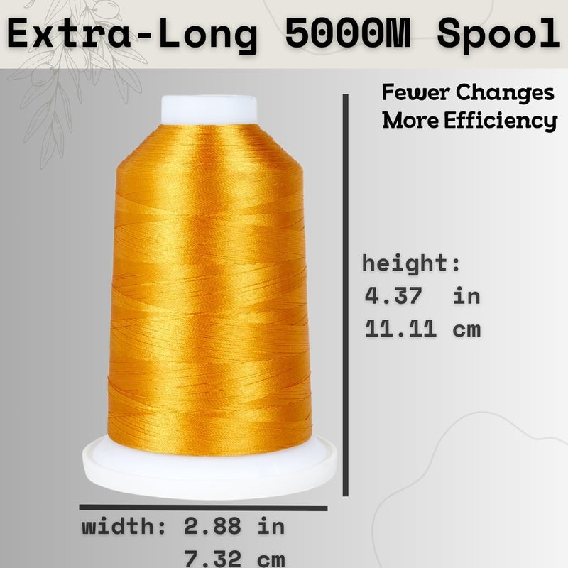 simthread Trilobal Polyester Thread – 5000M (5500yds) No.40 – Super Sheen, Tangle-Free – Built-in Thread Lock Spool – Compatible with Brother, Singer, Janome & More, Old Gold-214 - Image 3